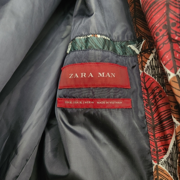 Zara Men's Hoodie lightweight leaf printed windbreaker NWT - Picture 4 of 5